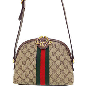 Gucci Ophidia Shoulder Bag Beige Ebony GG Supreme Canvas Brown